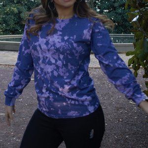 Dark & Light Purple Bleach Dye Long Sleeve T-Shirt